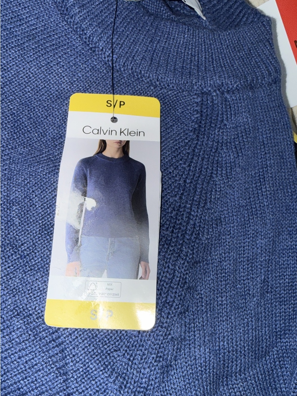 Calvin Klein Women's Denim Blue Crewneck Knit Sweater